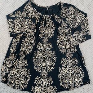 Lucky Brand Plus Size 3X Black & Tan Knit Top EUC